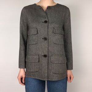 Leon Max Limited Edition Wool Slim Fit‎ Collarless Jacket Gray Size 4